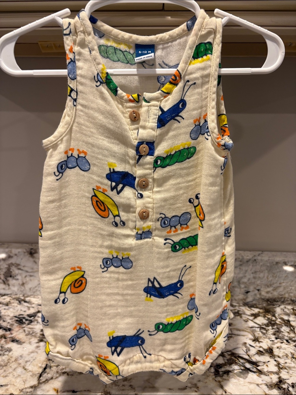 Old Navy Cream Tank One-Piece with Colorful Bug Print